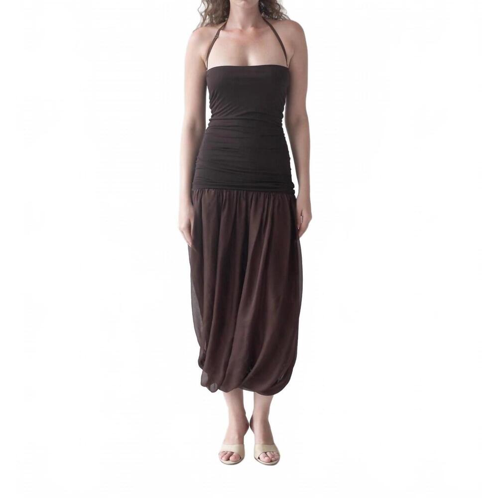 NEW BELLE ANNA willow midi dress in brown